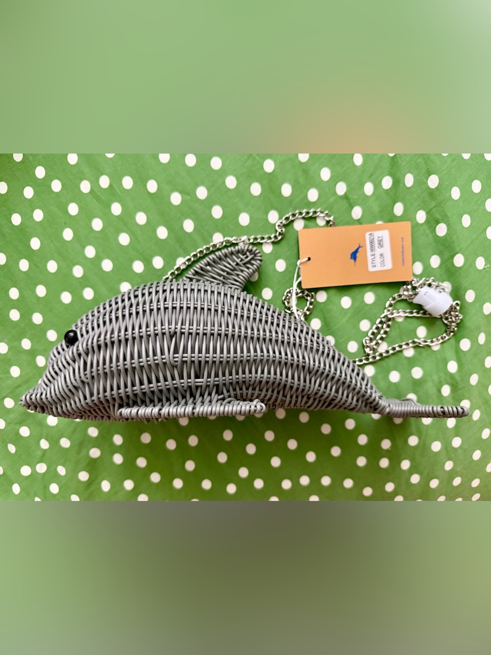 NWT Tommy Bahama Tik tok viral gray Dolphin wicker purse bag with silver chain